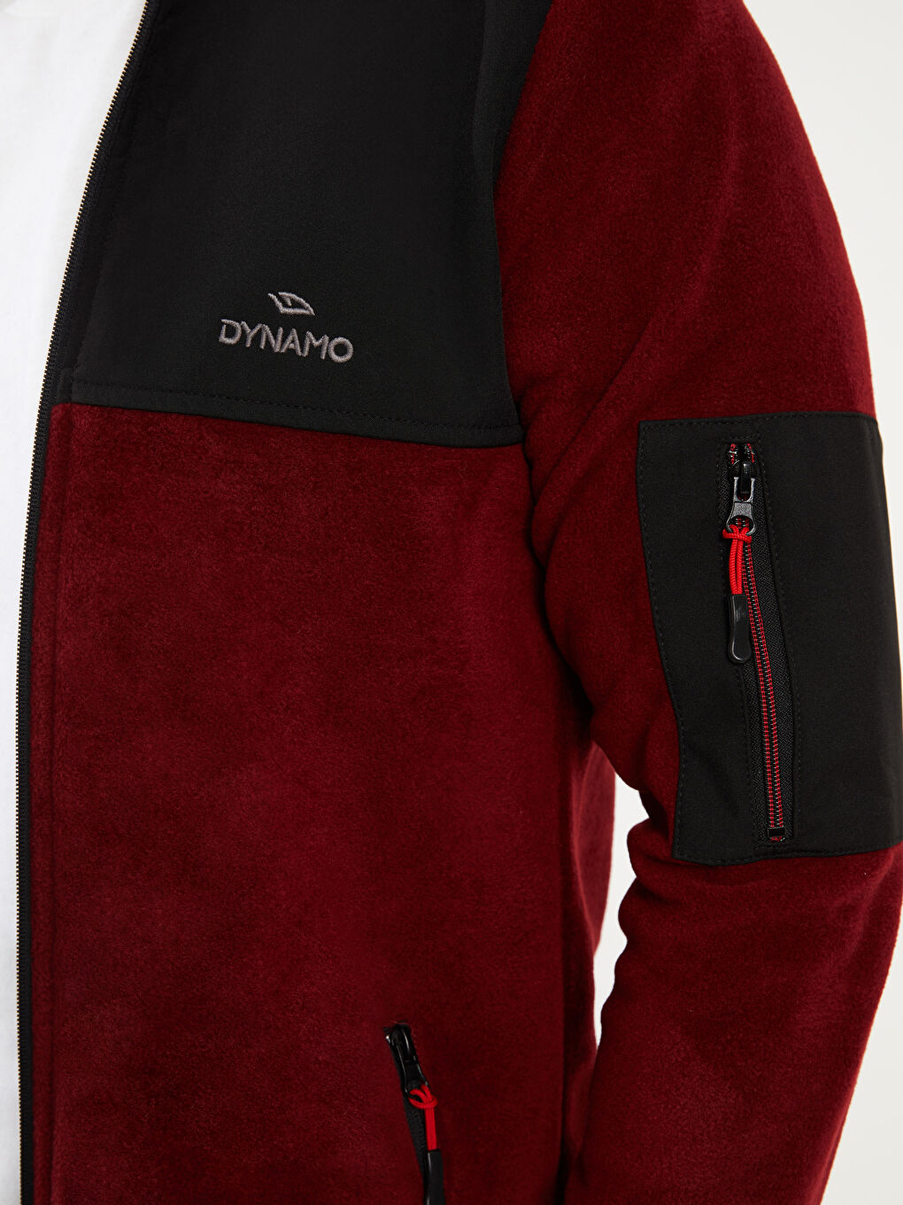 Bordo Standart Kalıp Dik Yaka Polar Erkek Spor Hırka-3