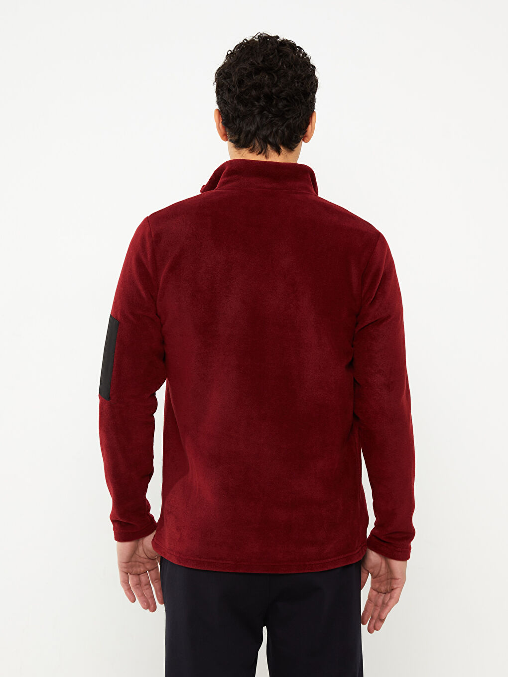 Bordo Standart Kalıp Dik Yaka Polar Erkek Spor Hırka-4