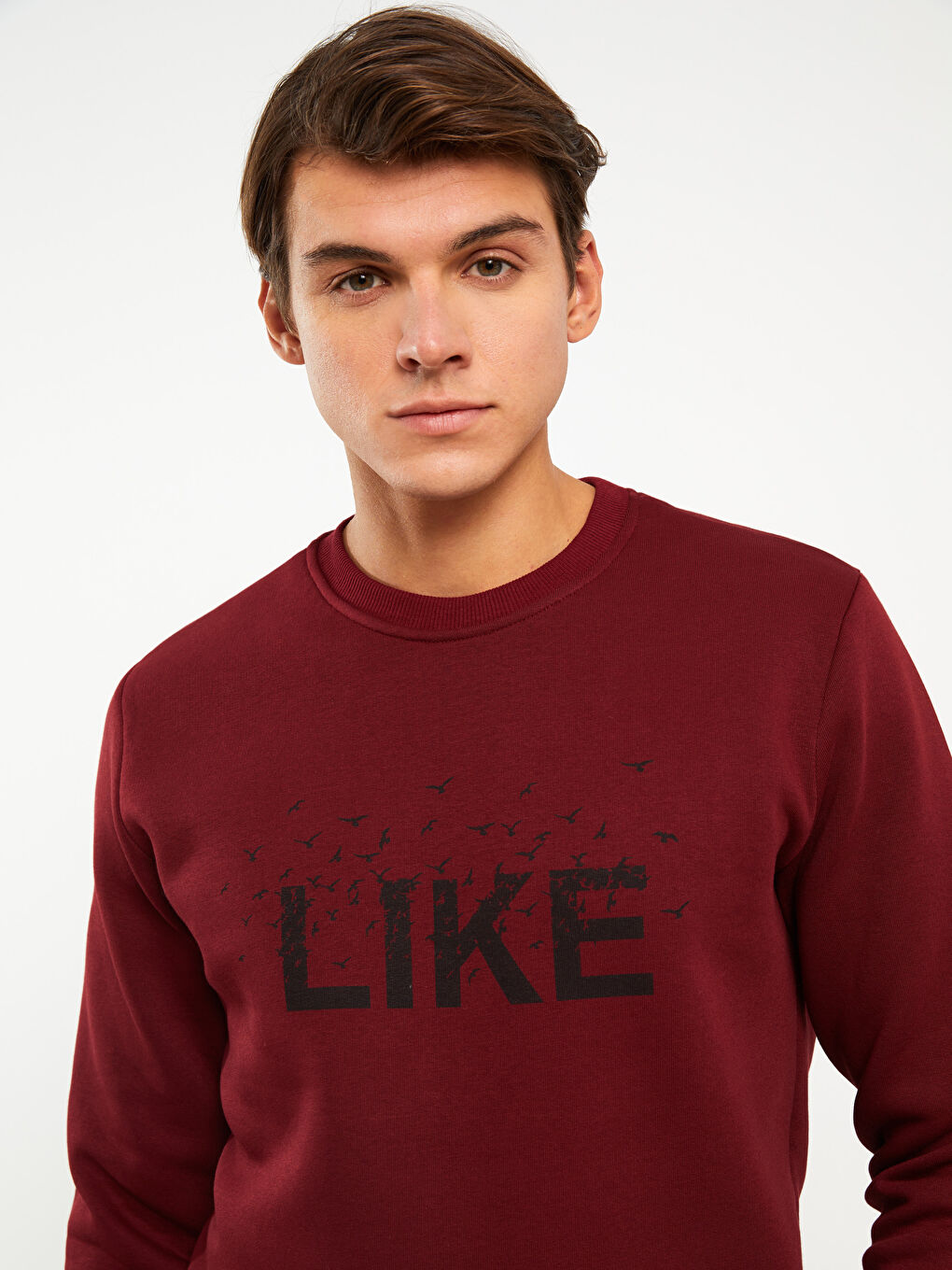 DYNAMO Bordo Bisiklet Yaka Uzun Kollu Baskılı Erkek Sweatshirt - 2
