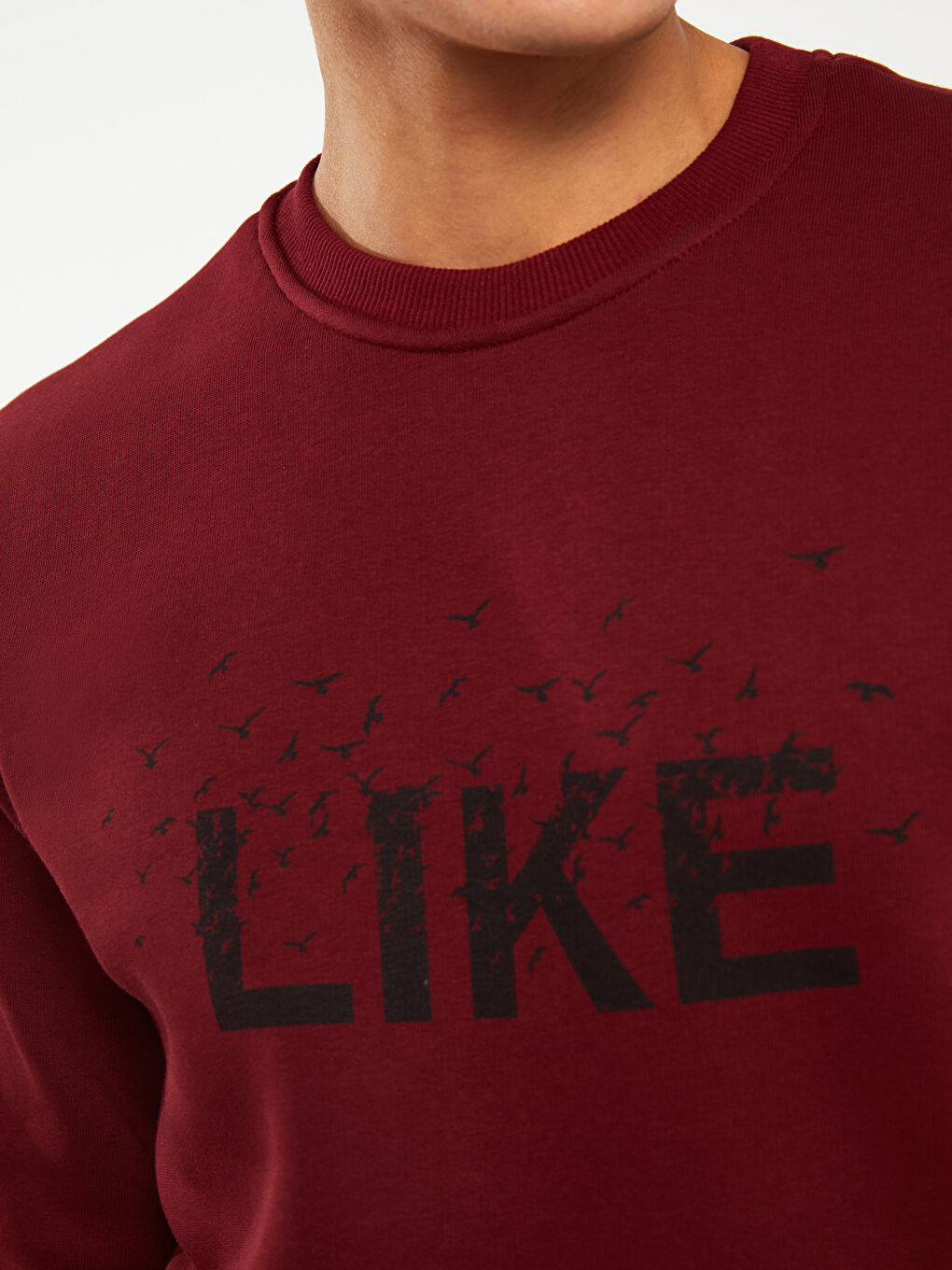 DYNAMO Bordo Bisiklet Yaka Uzun Kollu Baskılı Erkek Sweatshirt - 3