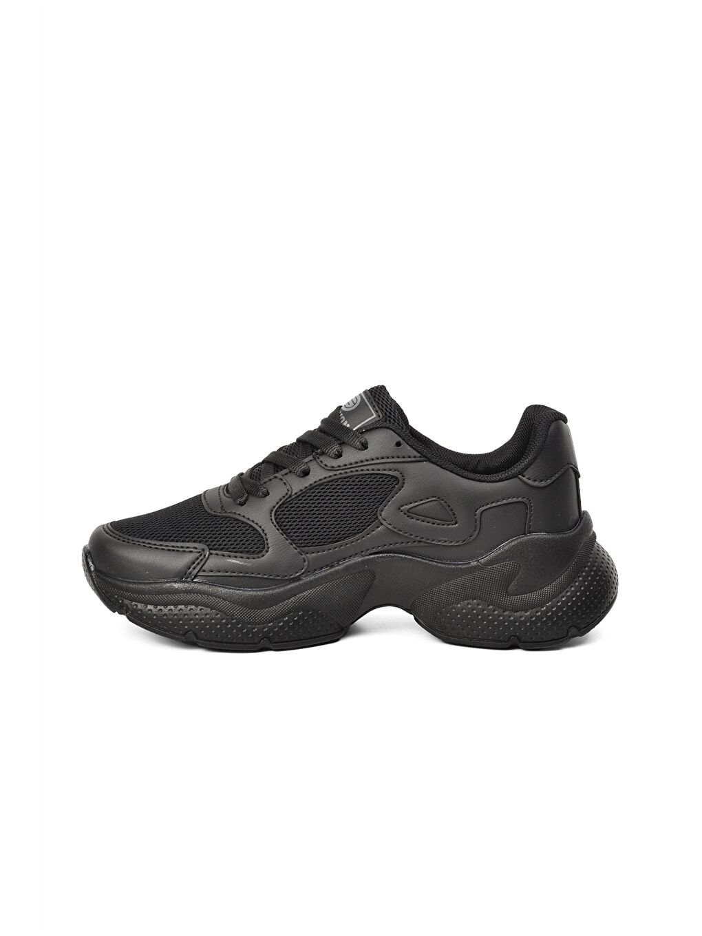 Siyah Bağcıklı Kalın Taban Kadın Aktif Spor Ayakkabı-1