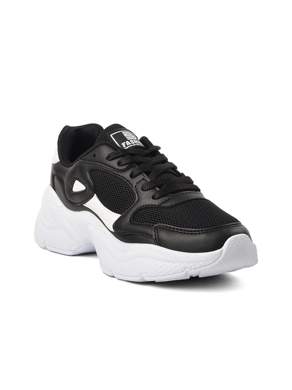Siyah Bağcıklı Kalın Taban Kadın Aktif Spor Ayakkabı-2