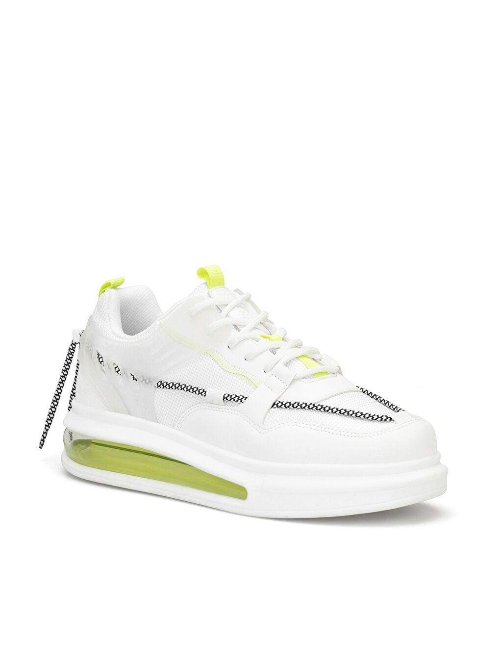 Beyaz Bağcıklı Kalın Taban Erkek Spor Ayakkabı