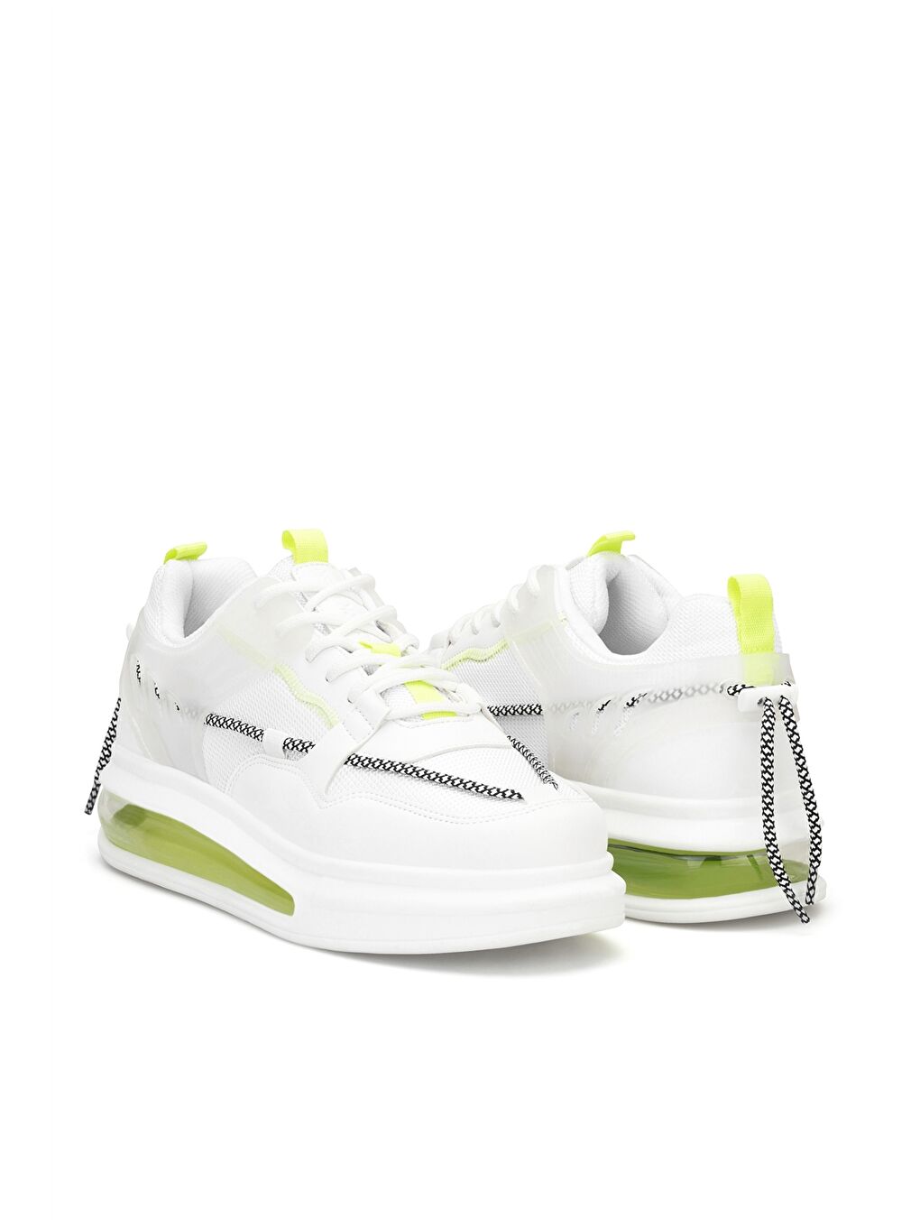 Beyaz Bağcıklı Kalın Taban Erkek Spor Ayakkabı-2