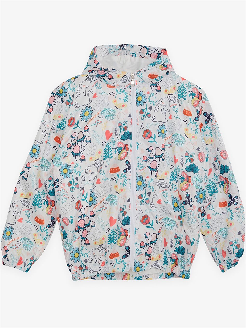 Beyaz Kapüşonlu Kız Çocuk Yağmurluk