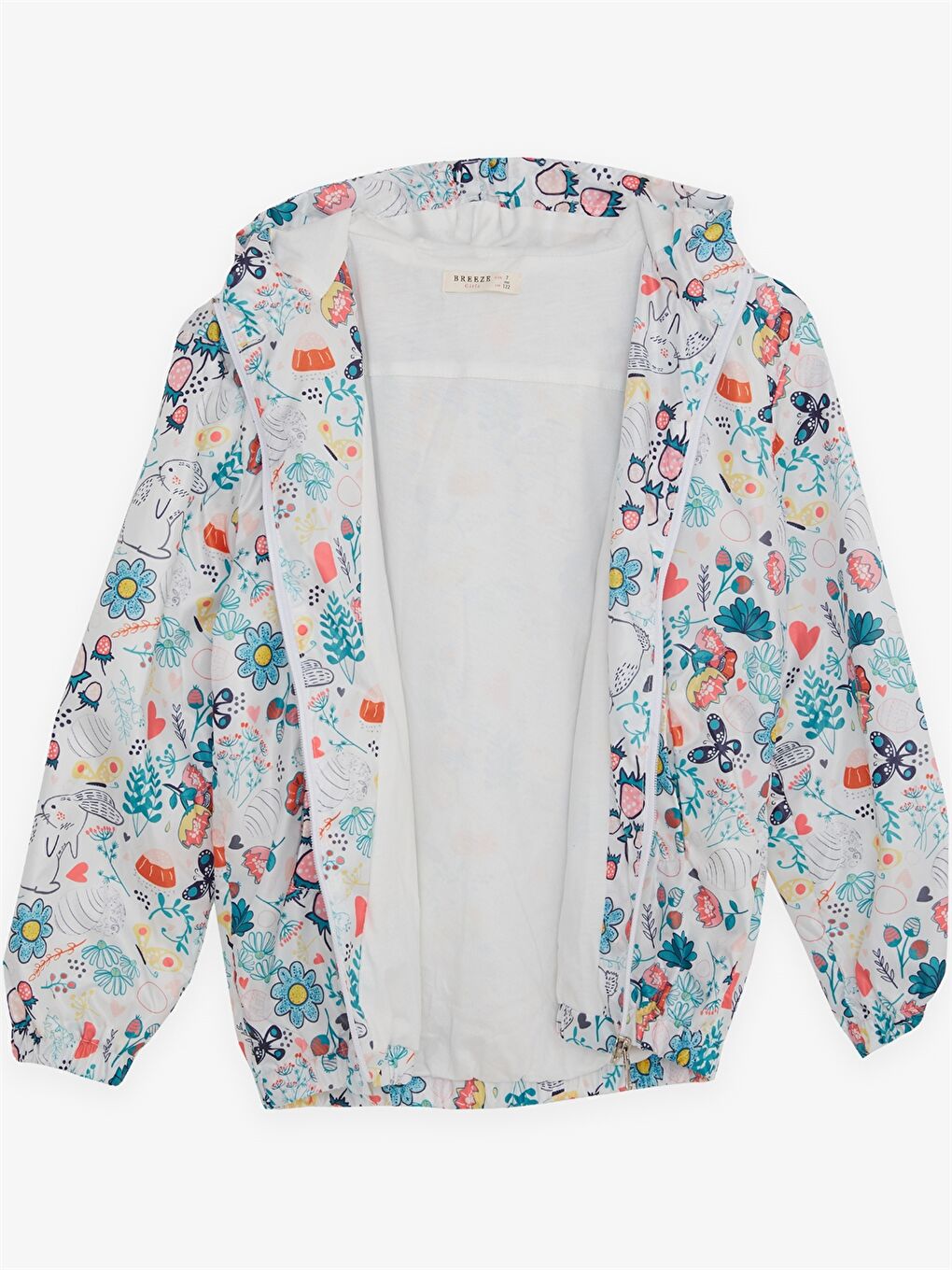 Beyaz Kapüşonlu Kız Çocuk Yağmurluk-1