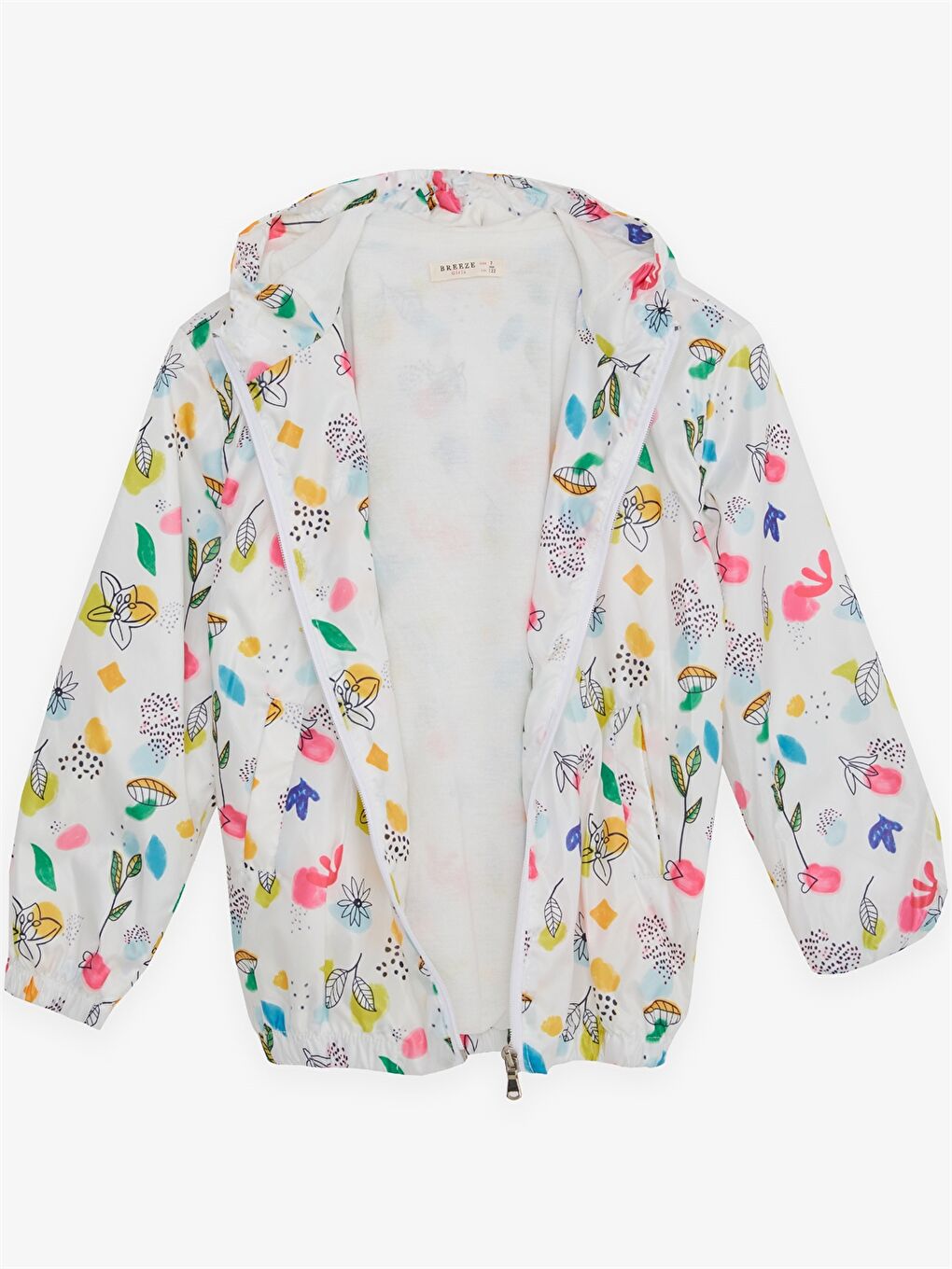 Beyaz Kapüşonlu Kız Çocuk Yağmurluk-1