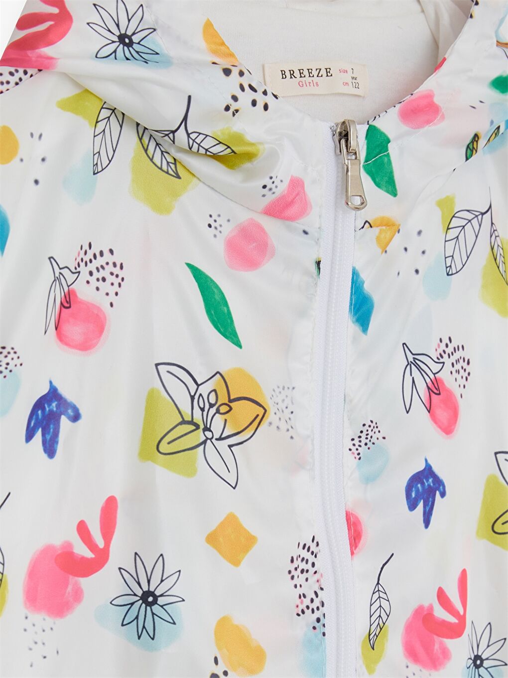 Beyaz Kapüşonlu Kız Çocuk Yağmurluk-3