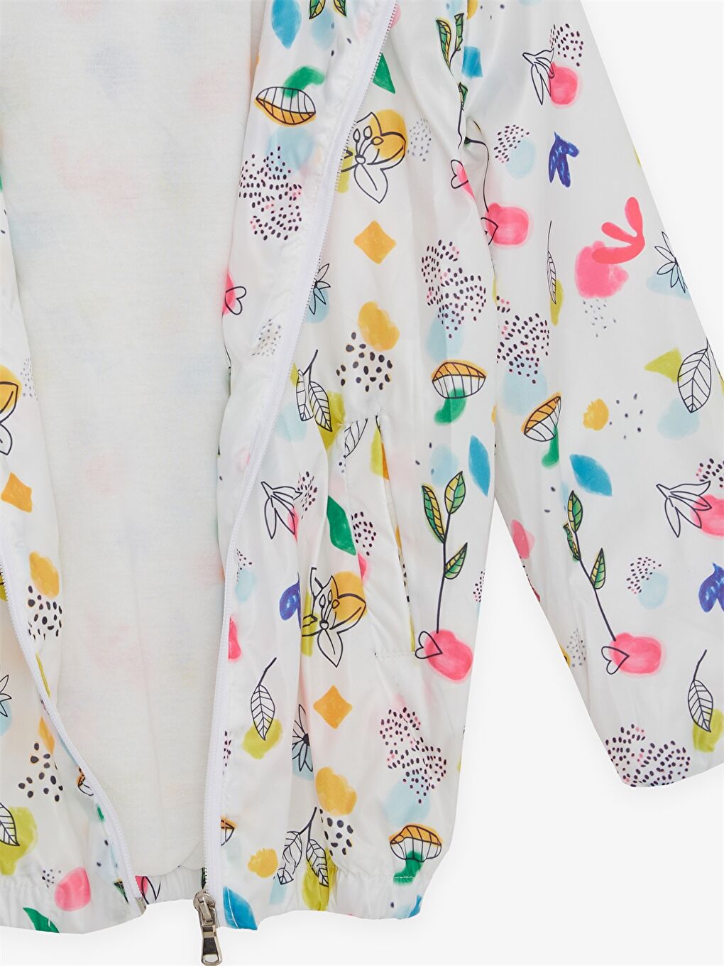 Beyaz Kapüşonlu Kız Çocuk Yağmurluk-4