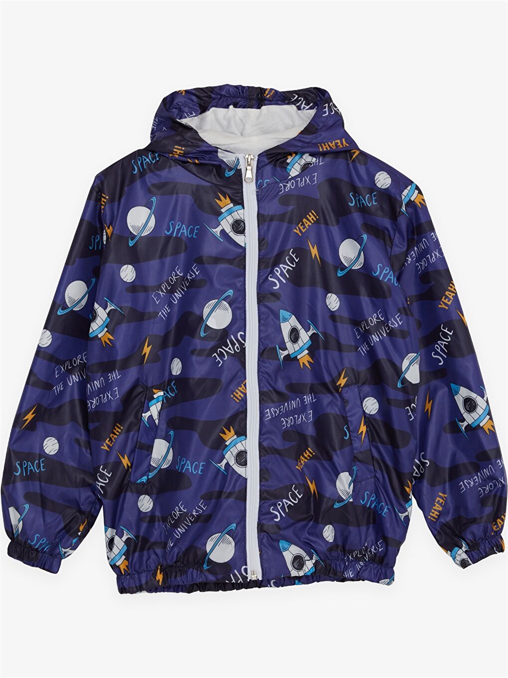 Lacivert Kapüşonlu Erkek Çocuk Yağmurluk