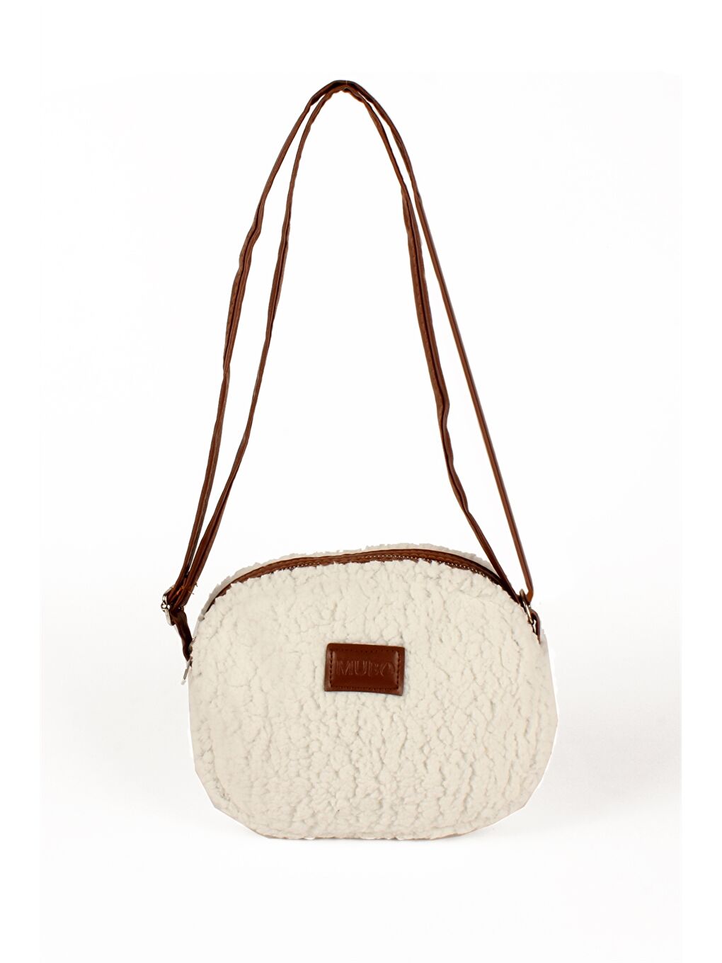 Beyaz Pelüş Kadın Omuz Çantası-1