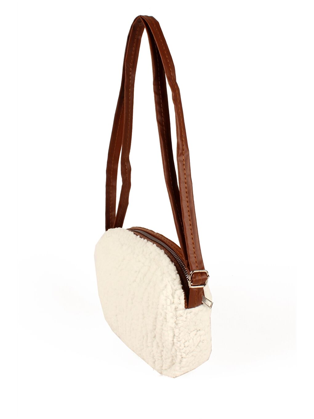 Beyaz Pelüş Kadın Omuz Çantası-2