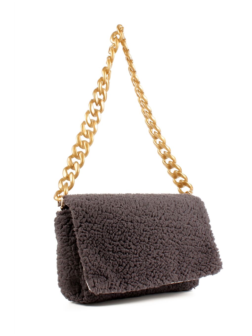 Lacivert Zincir Askılı Pelüş Kadın Omuz Çantası-1