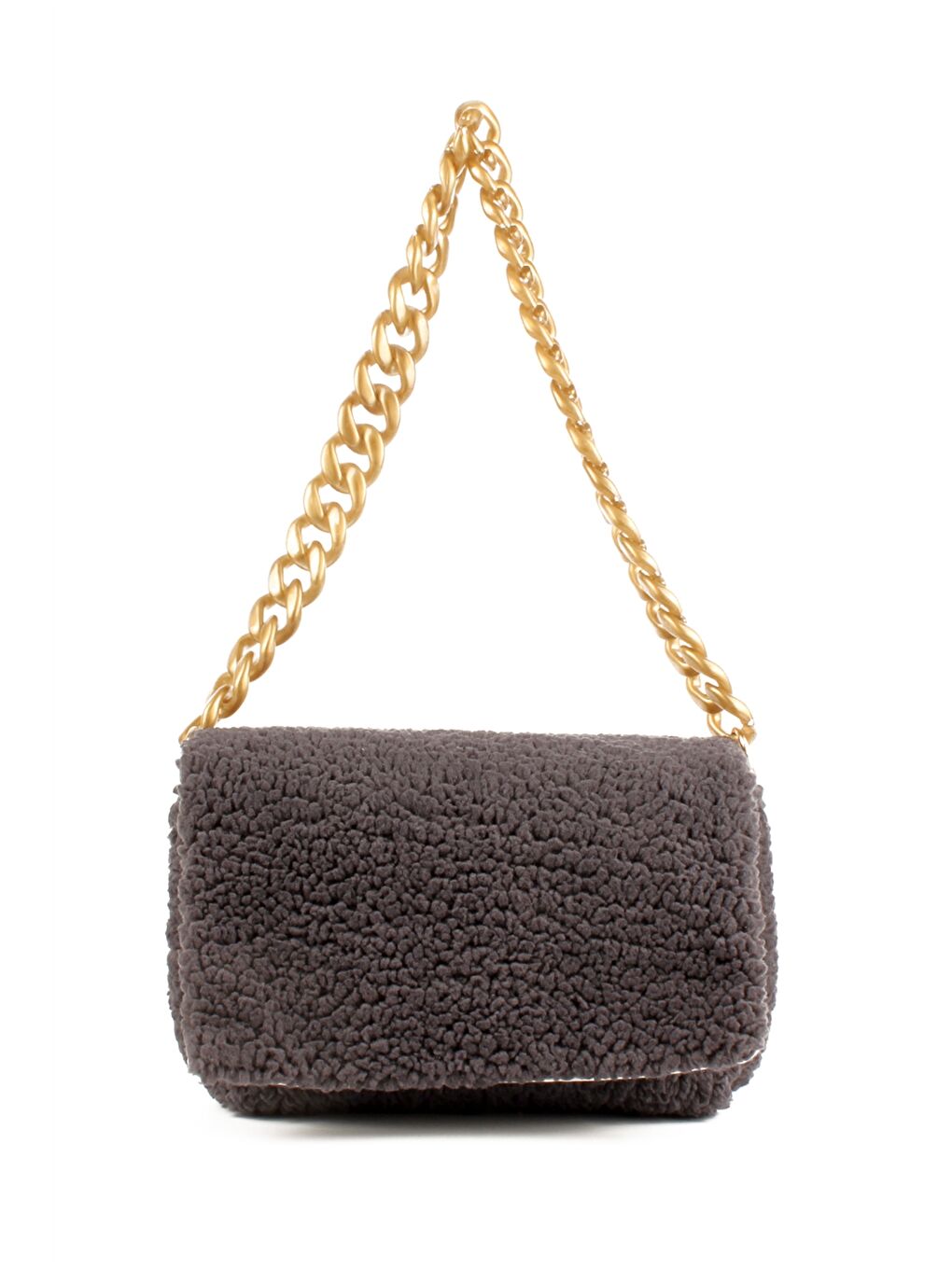 Lacivert Zincir Askılı Pelüş Kadın Omuz Çantası-2