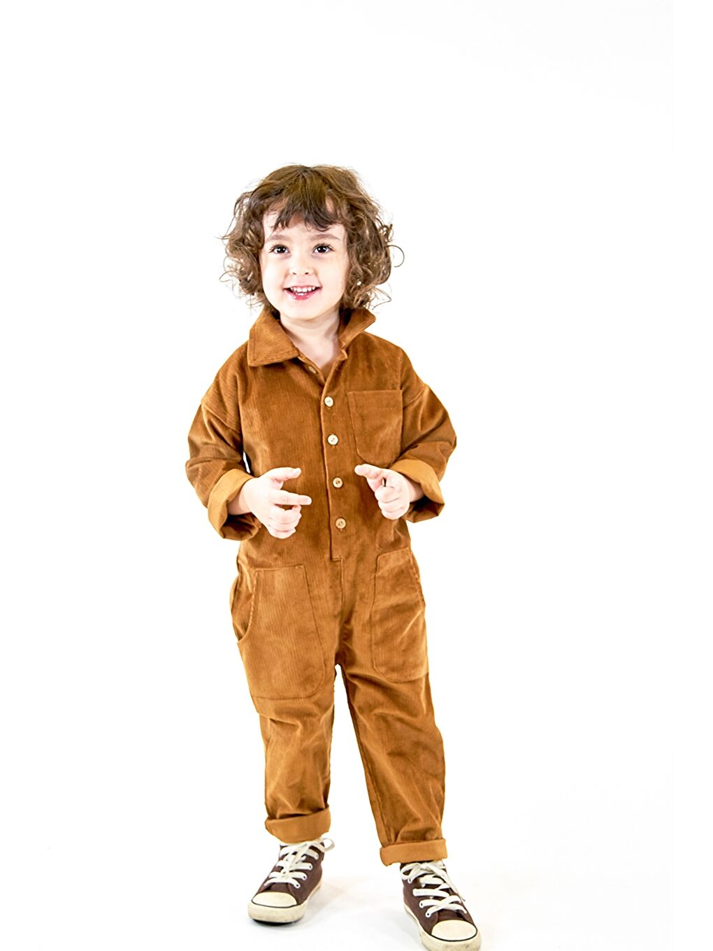 Catz Kids Karamel Polo Yaka Uzun Kollu Basic Unisex Bebek Salopet - 2