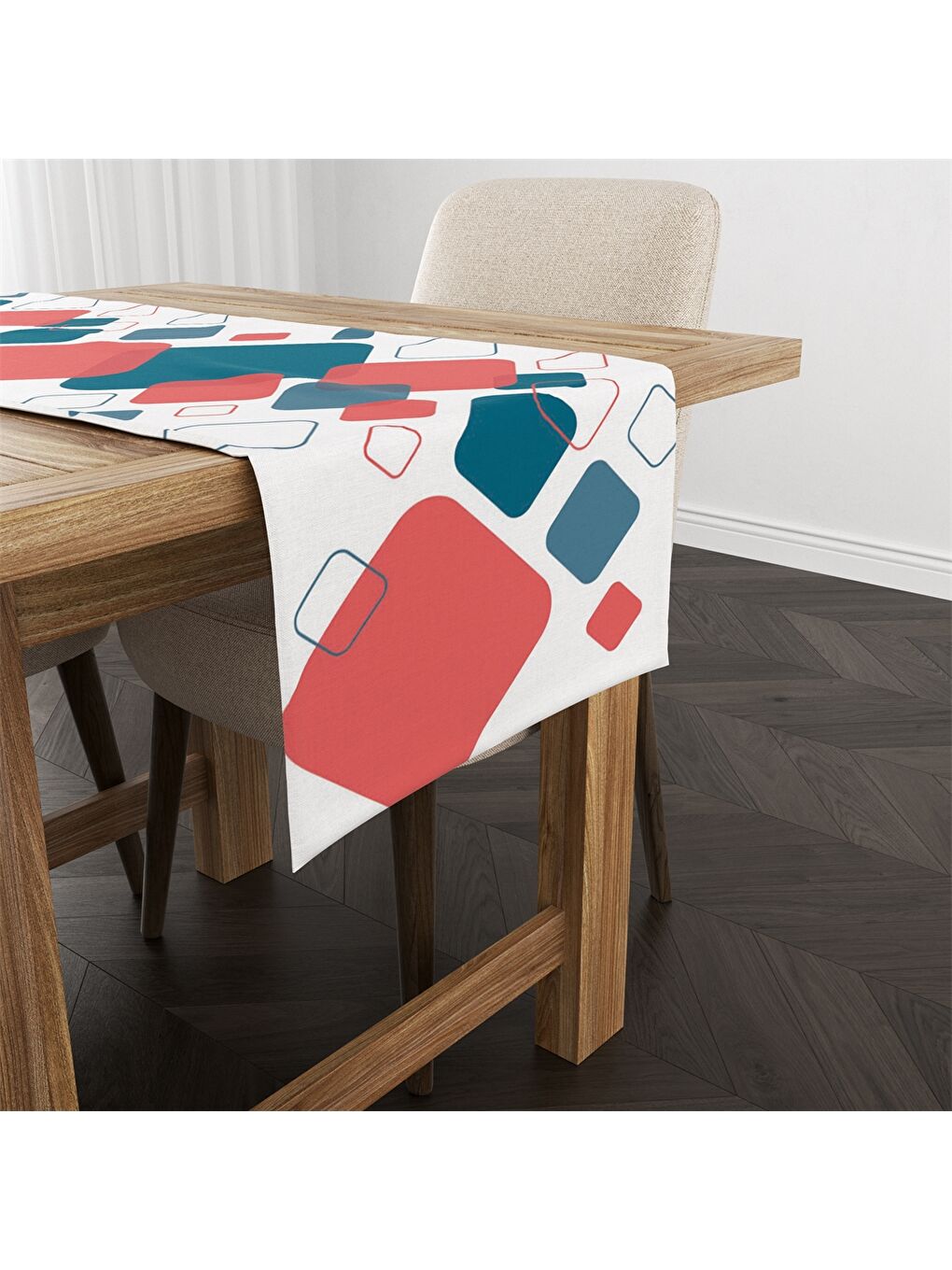 Karışık Geometrik Desenli Runner 45x140 cm