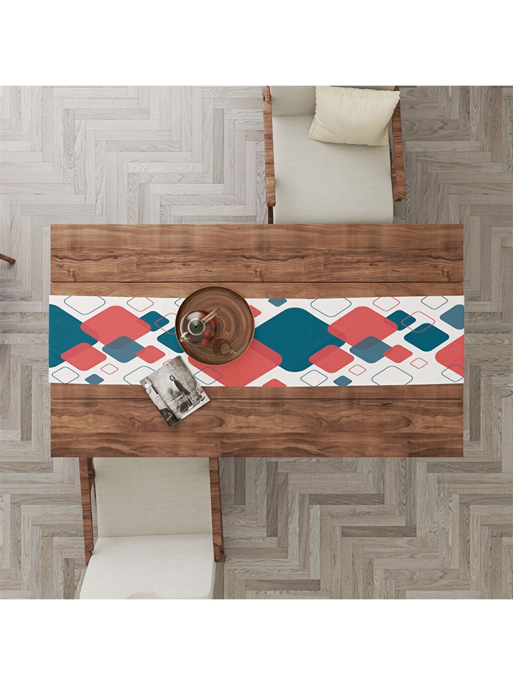 Karışık Geometrik Desenli Runner 45x140 cm-1