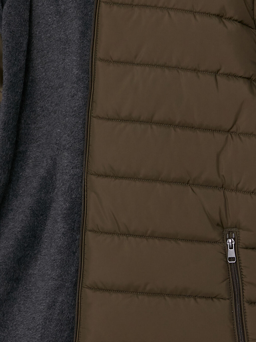 Haki Standart Kalıp Kapüşonlu Erkek Şişme Mont-7