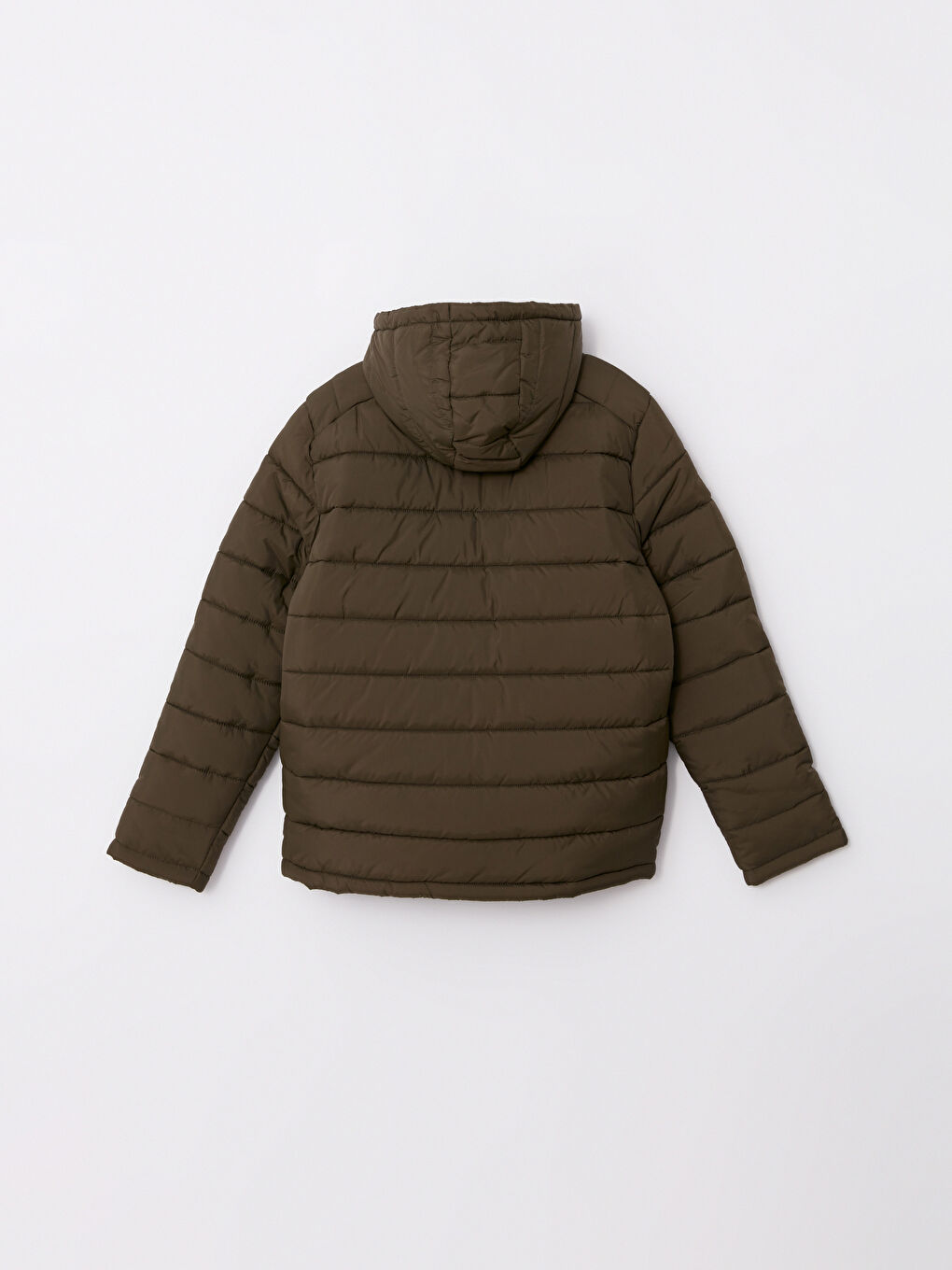 Haki Standart Kalıp Kapüşonlu Erkek Şişme Mont-8