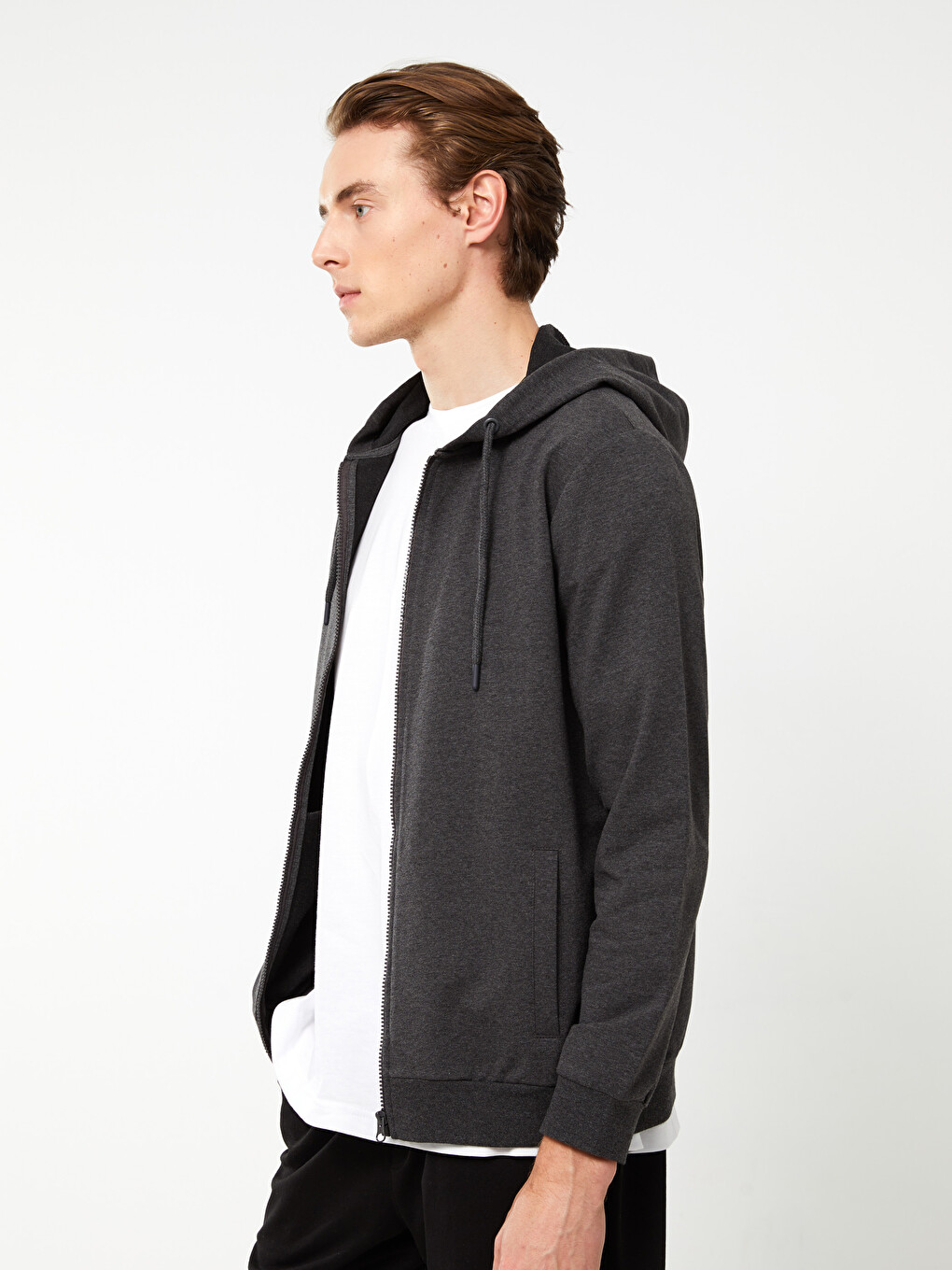 Hooded Long Sleeve Men's Zip-up Sweatshirt