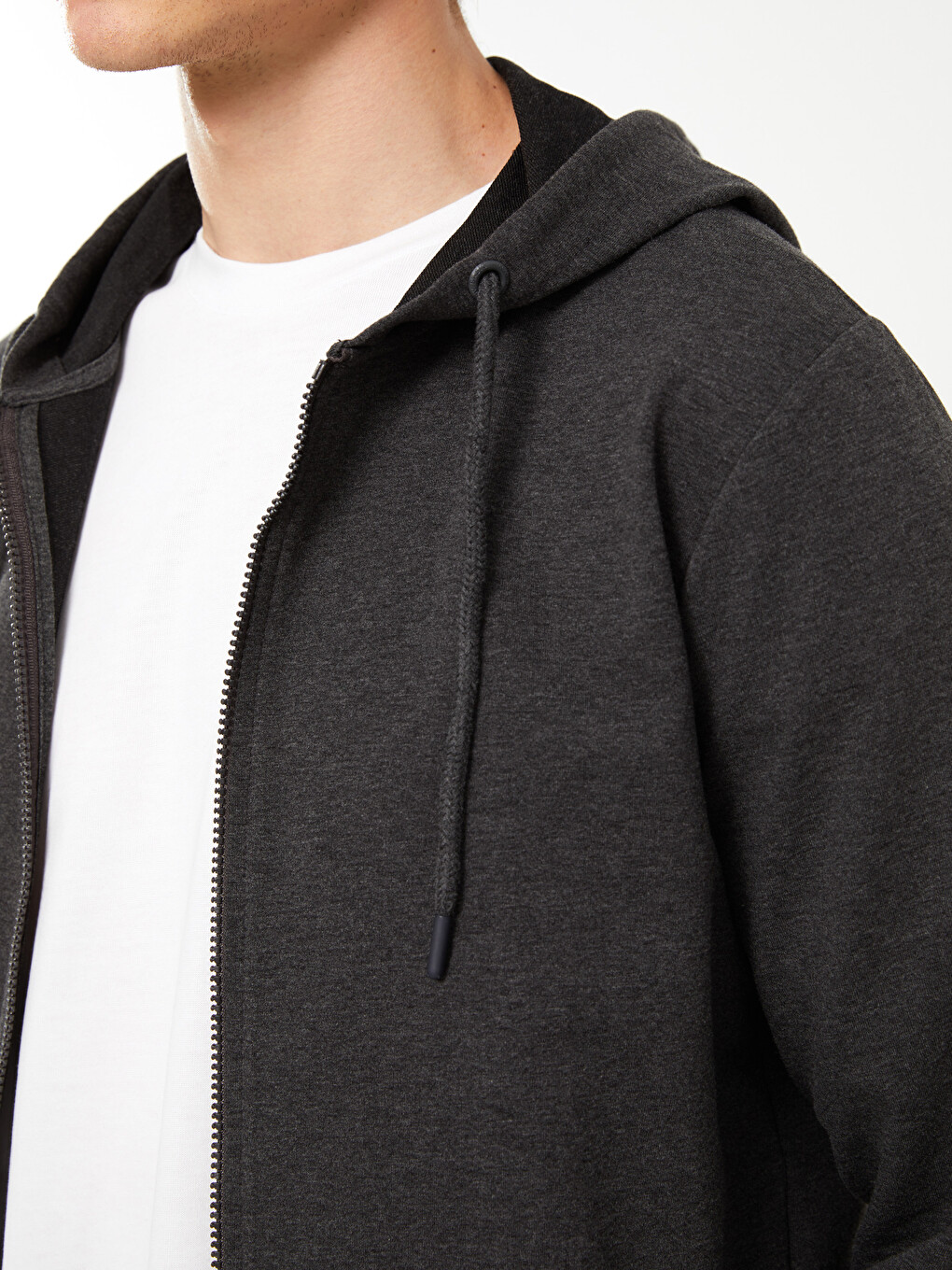 Hooded Long Sleeve Men's Zip-up Sweatshirt-3