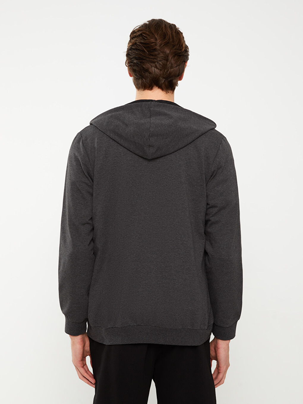 Hooded Long Sleeve Men's Zip-up Sweatshirt-4