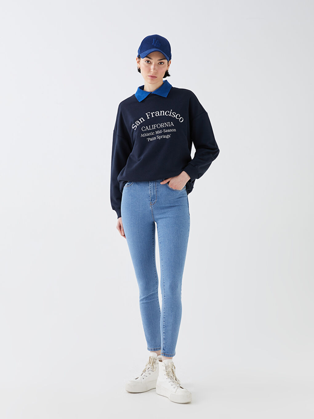 Blugi Super Skinny Fit Jupiter cu Talie Înaltă pentru Femei-1