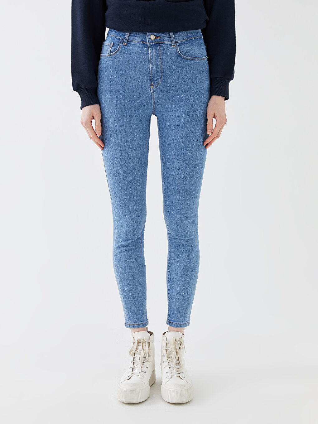 Blugi Super Skinny Fit Jupiter cu Talie Înaltă pentru Femei-2