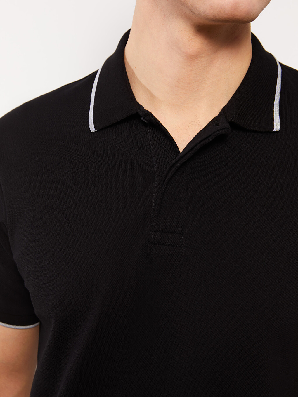 Polo Neck Short Sleeve Pique Men's T-shirt-3