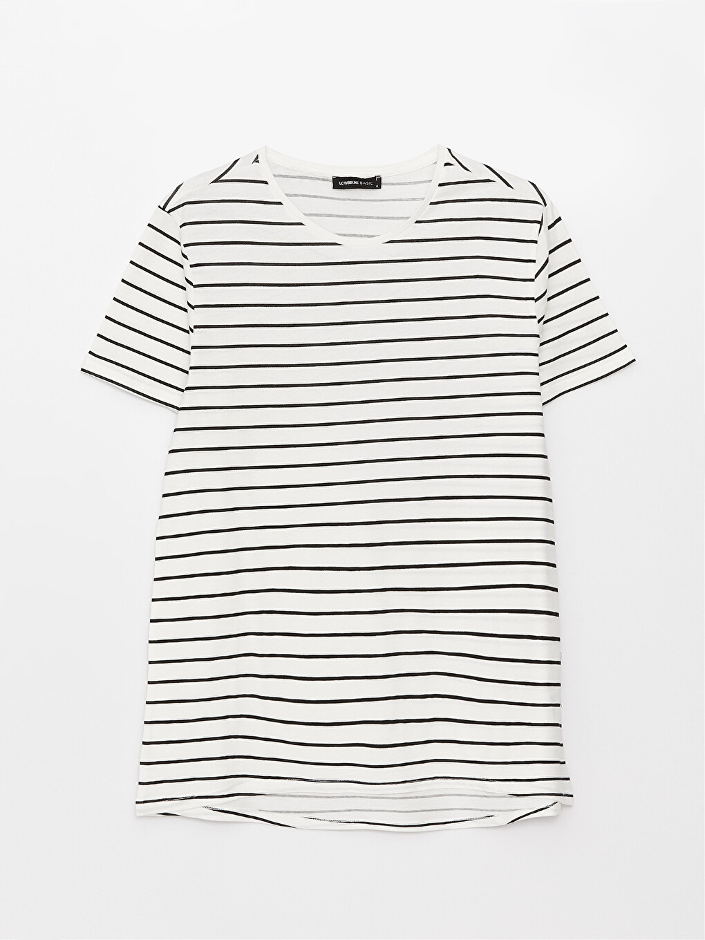 Crew Neck Striped Short Sleeve Cotton Women's T-shirt-5