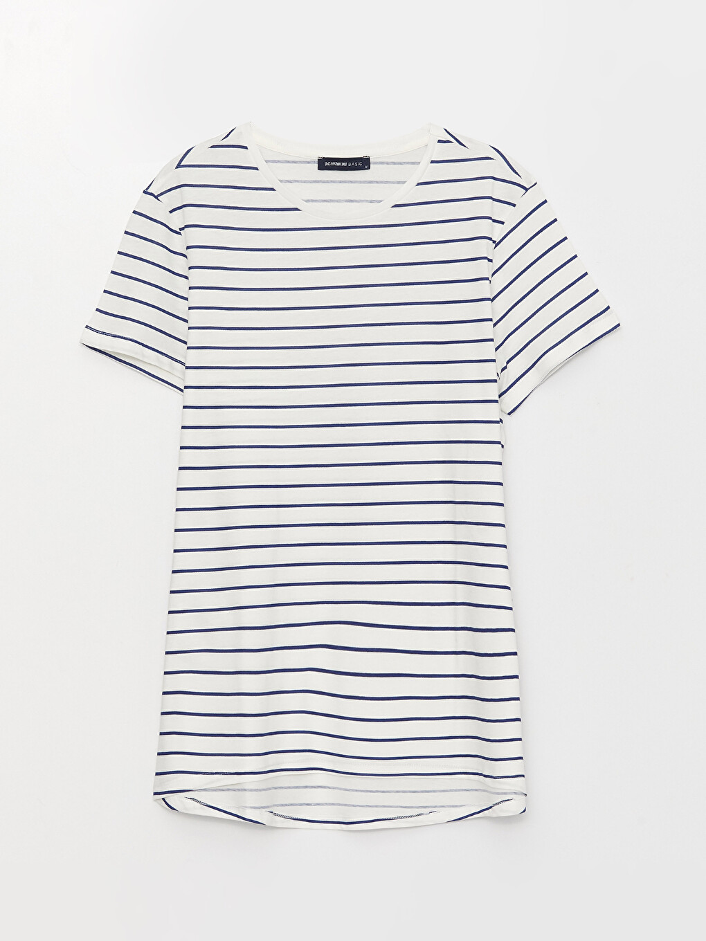 Crew Neck Striped Short Sleeve Cotton Women's T-shirt-6