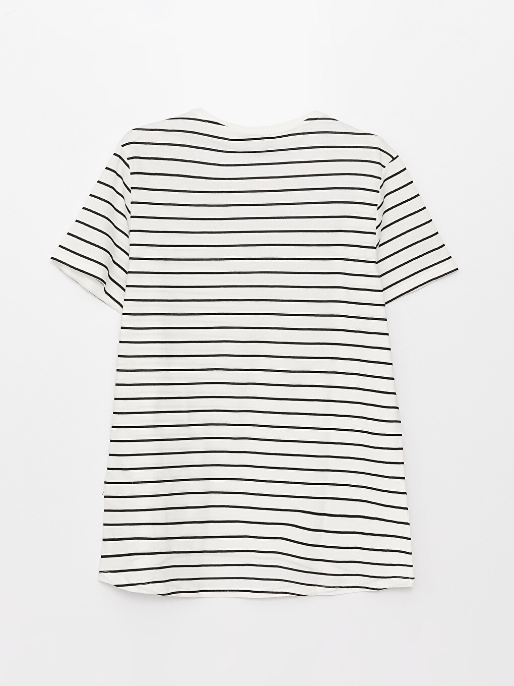 Crew Neck Striped Short Sleeve Cotton Women's T-shirt-6