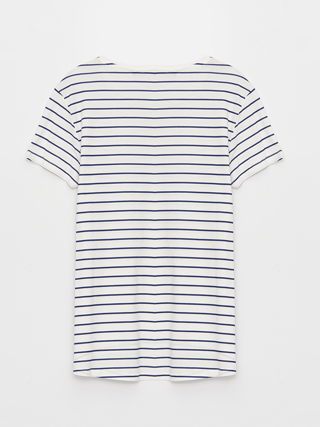 Crew Neck Striped Short Sleeve Cotton Women's T-shirt-7