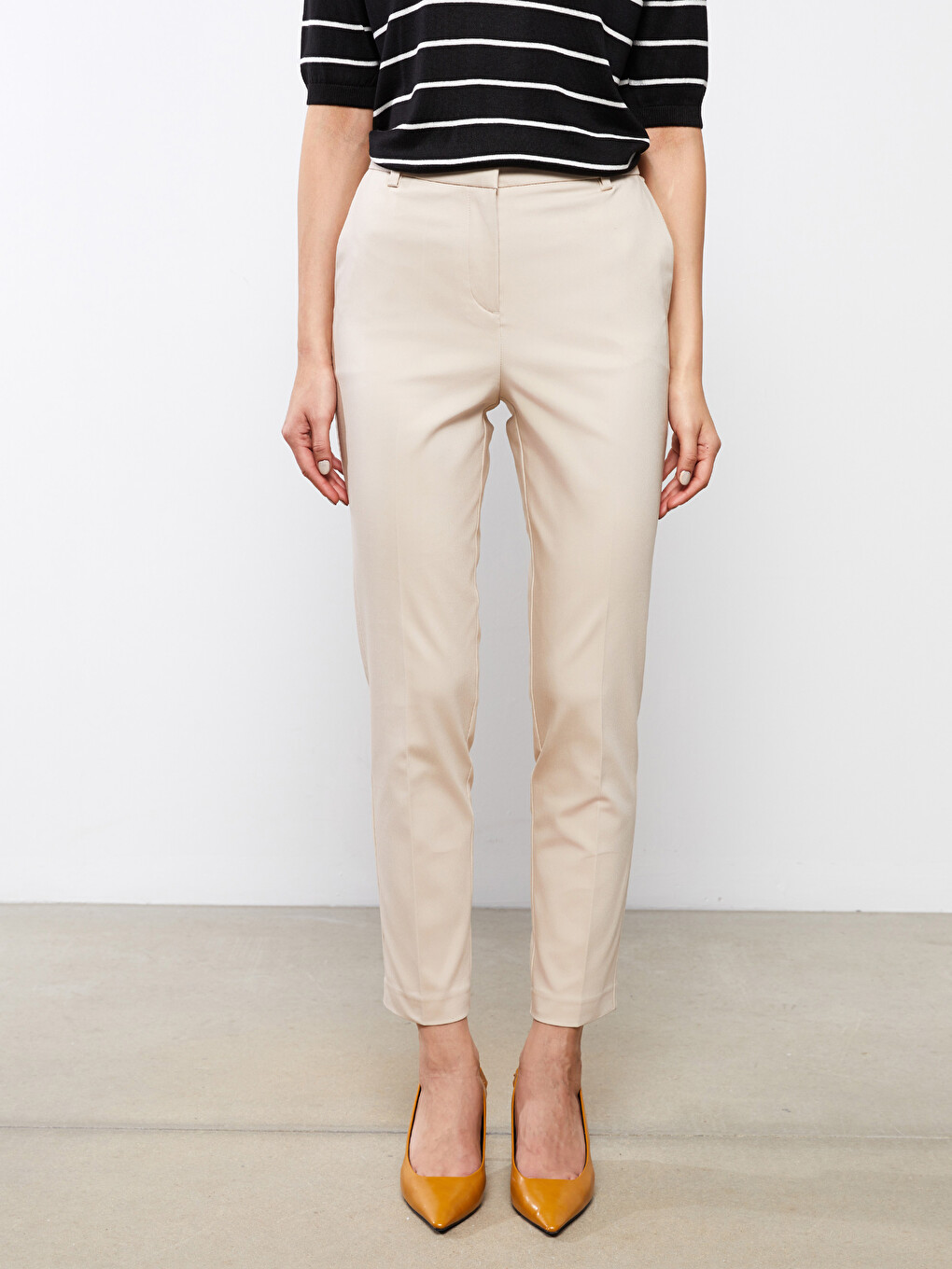 Pantaloni Drepți Slim Fit Pentru Femei, Cu Buzunare Detaliate-3