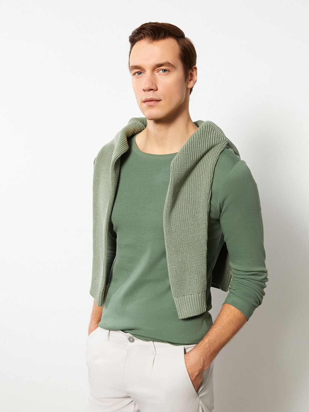 Crew Neck Long Sleeve Jersey Men's T-shirt
