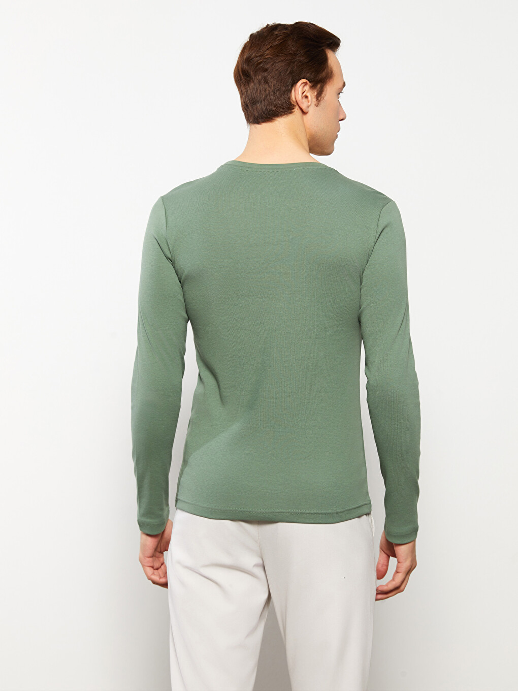 Crew Neck Long Sleeve Jersey Men's T-shirt-4