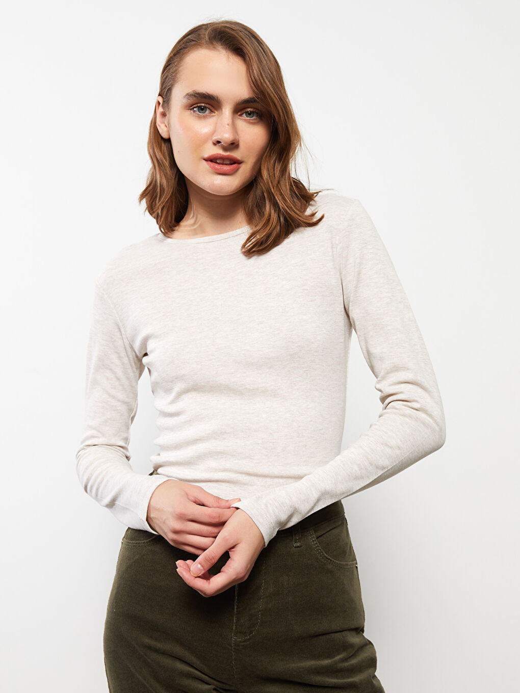 LC Waikiki Crew Neck Women's Bodysuit -S30004Z8-DCY - LC Waikiki
