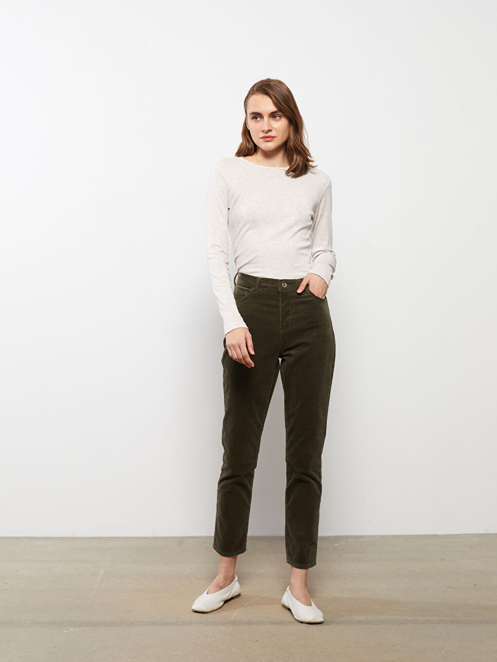 Bej Bisiklet Yaka Kadın Bodysuit-1