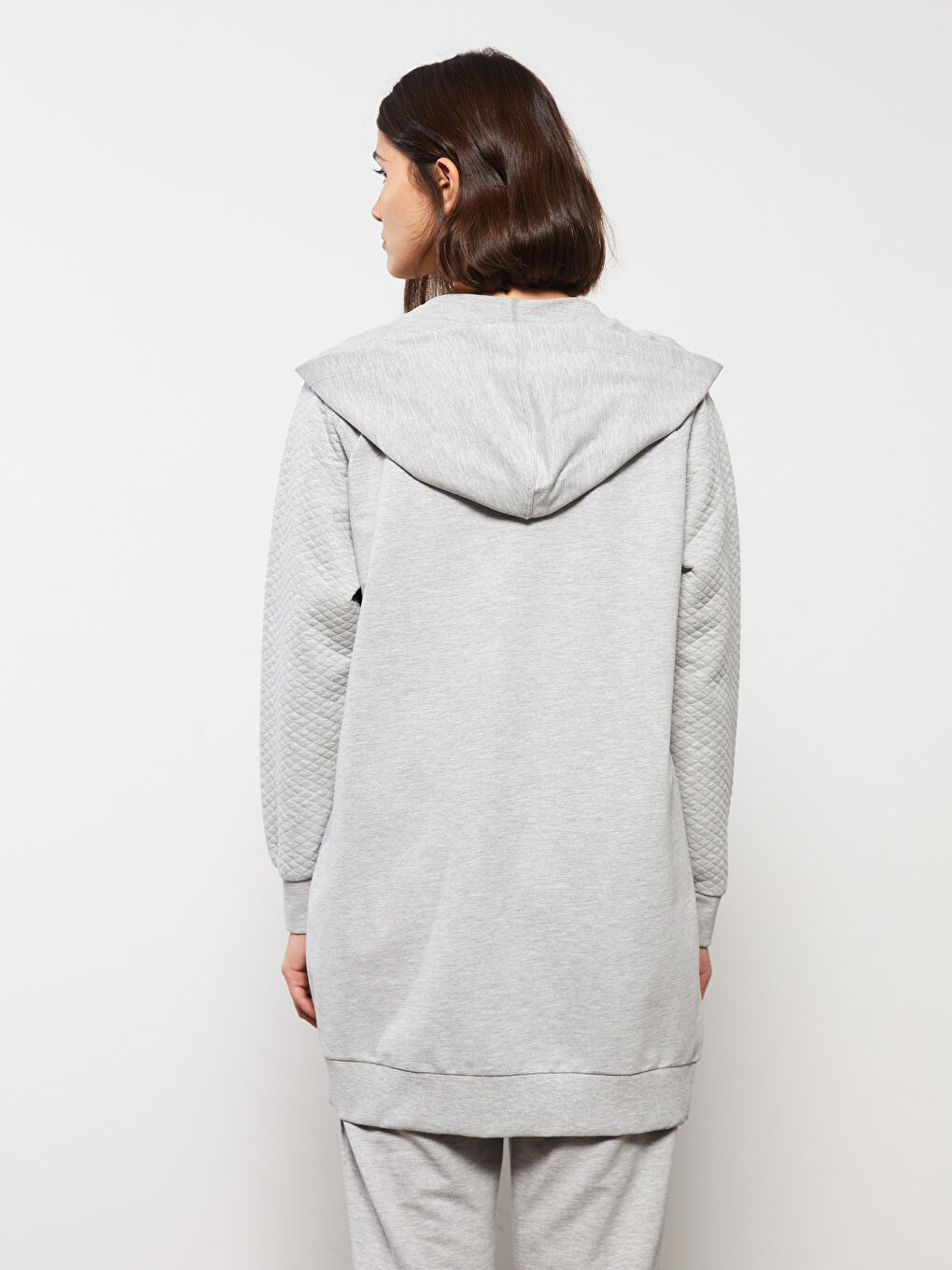 Hooded Plain Long Sleeve Women's Sports Cardigan-4