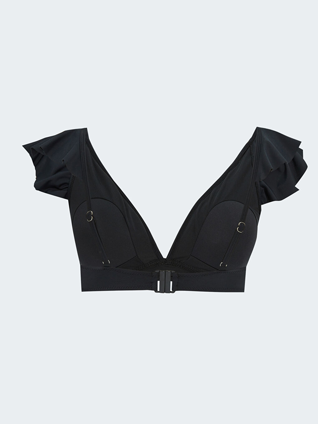 Әйелдерге арналған желбіршекті жағалы өрнексіз бикини үсті-1