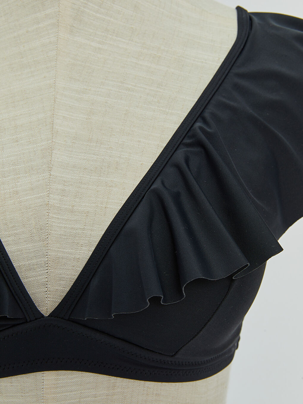 Әйелдерге арналған желбіршекті жағалы өрнексіз бикини үсті-2