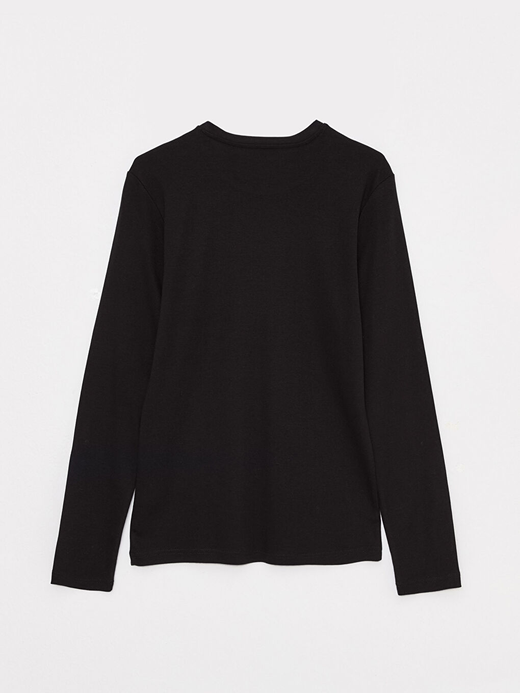 Siyah Bisiklet Yaka Uzun Kollu Penye Erkek Tişört-6