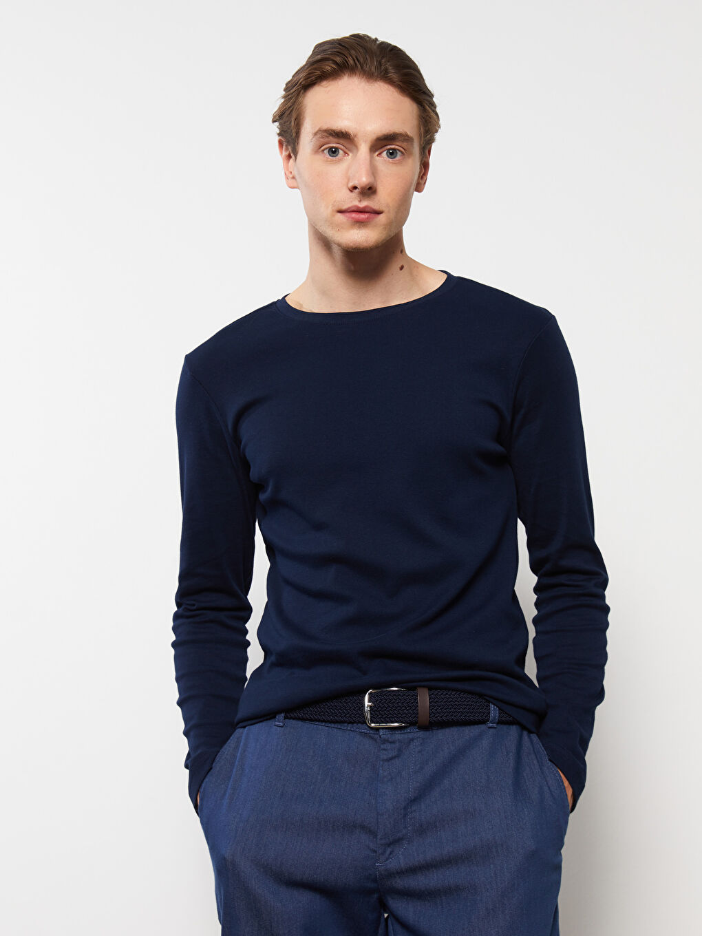 LCWAIKIKI Basic T-shirt à manches longues en jersey à col rond pour Hommes -S30083Z8-DWP