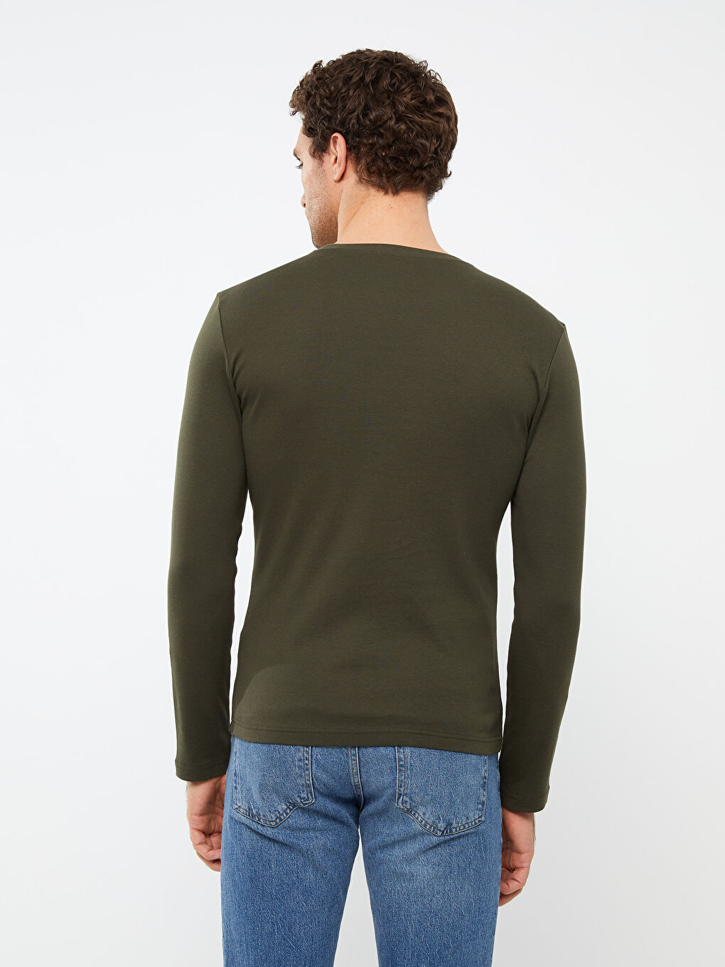 Футболка Мужская с Круглым Вырезом и Длинным Рукавом из Джерси-4