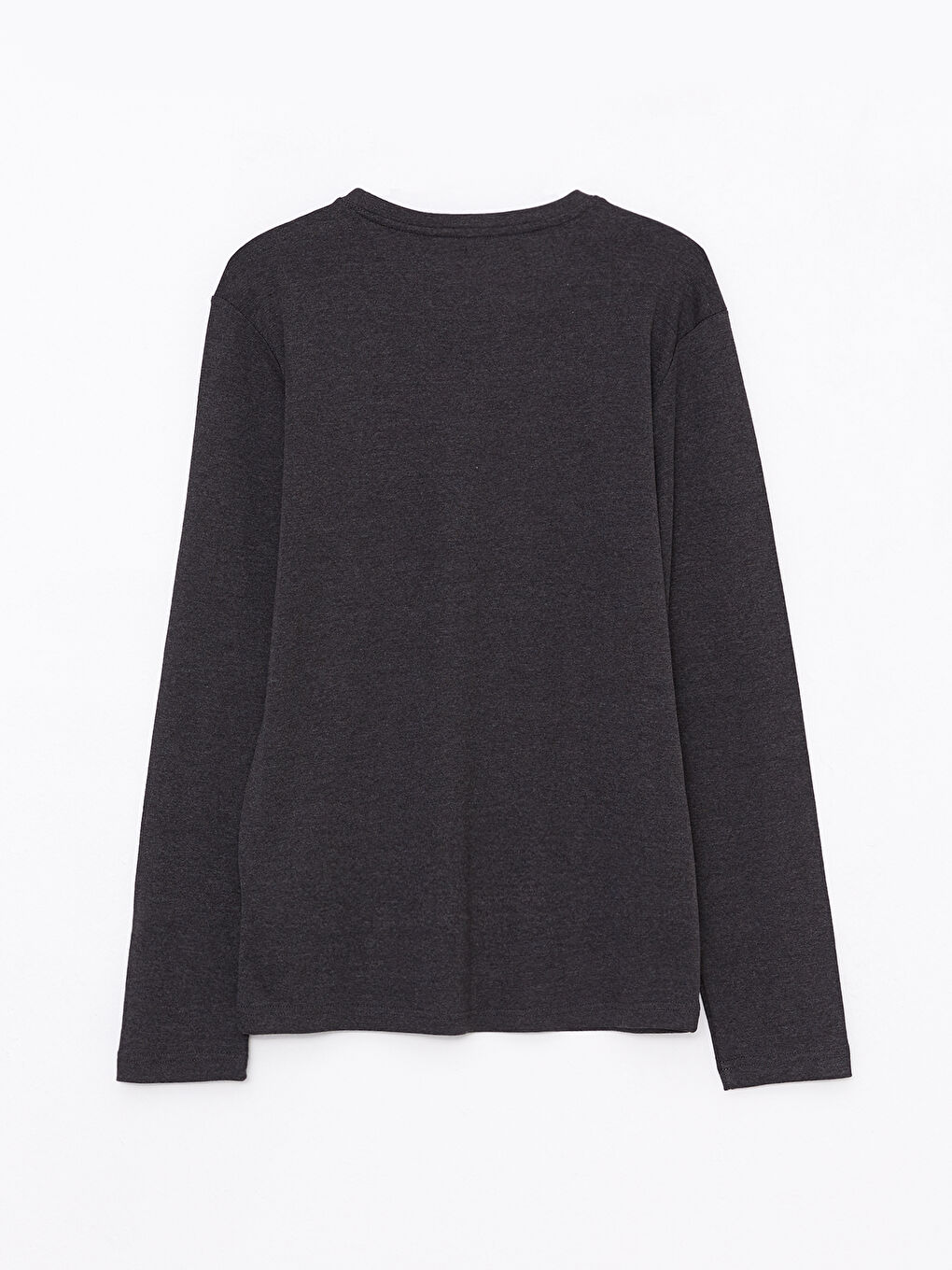 Antrasit Bisiklet Yaka Uzun Kollu Penye Erkek Tişört-6