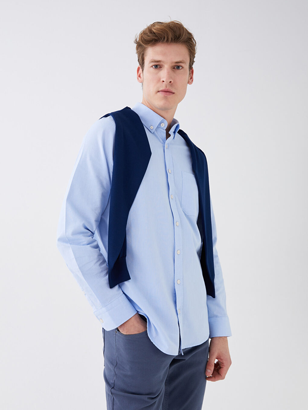 Regular Fit Long Sleeve Oxford Men's Shirt -S30085Z8-CU5