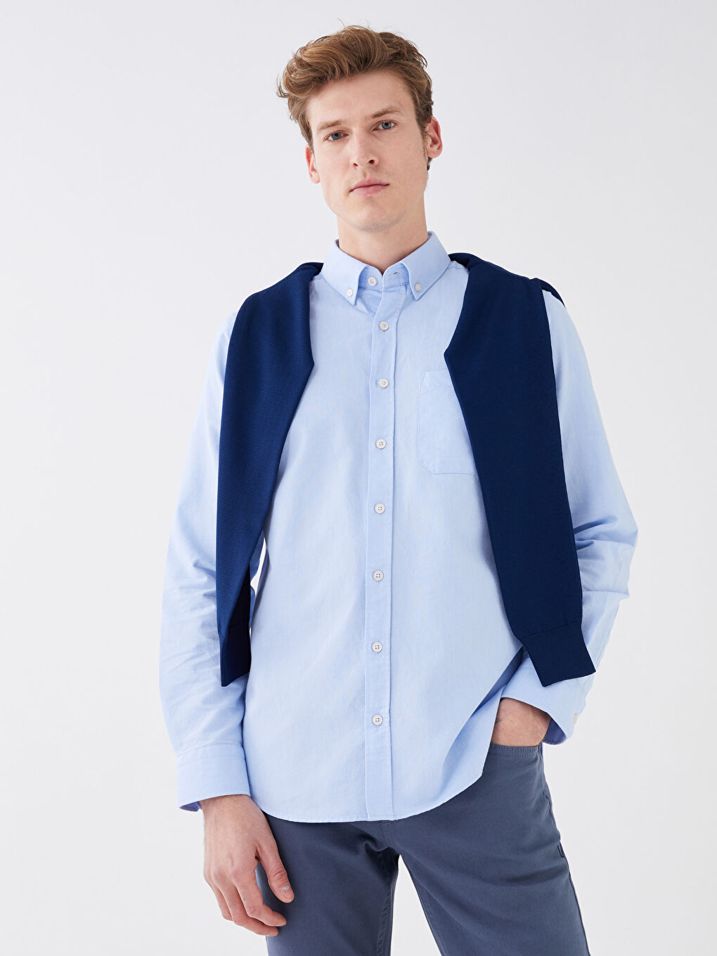 Regular Fit Long Sleeve Oxford Men's Shirt -S30085Z8-CU5