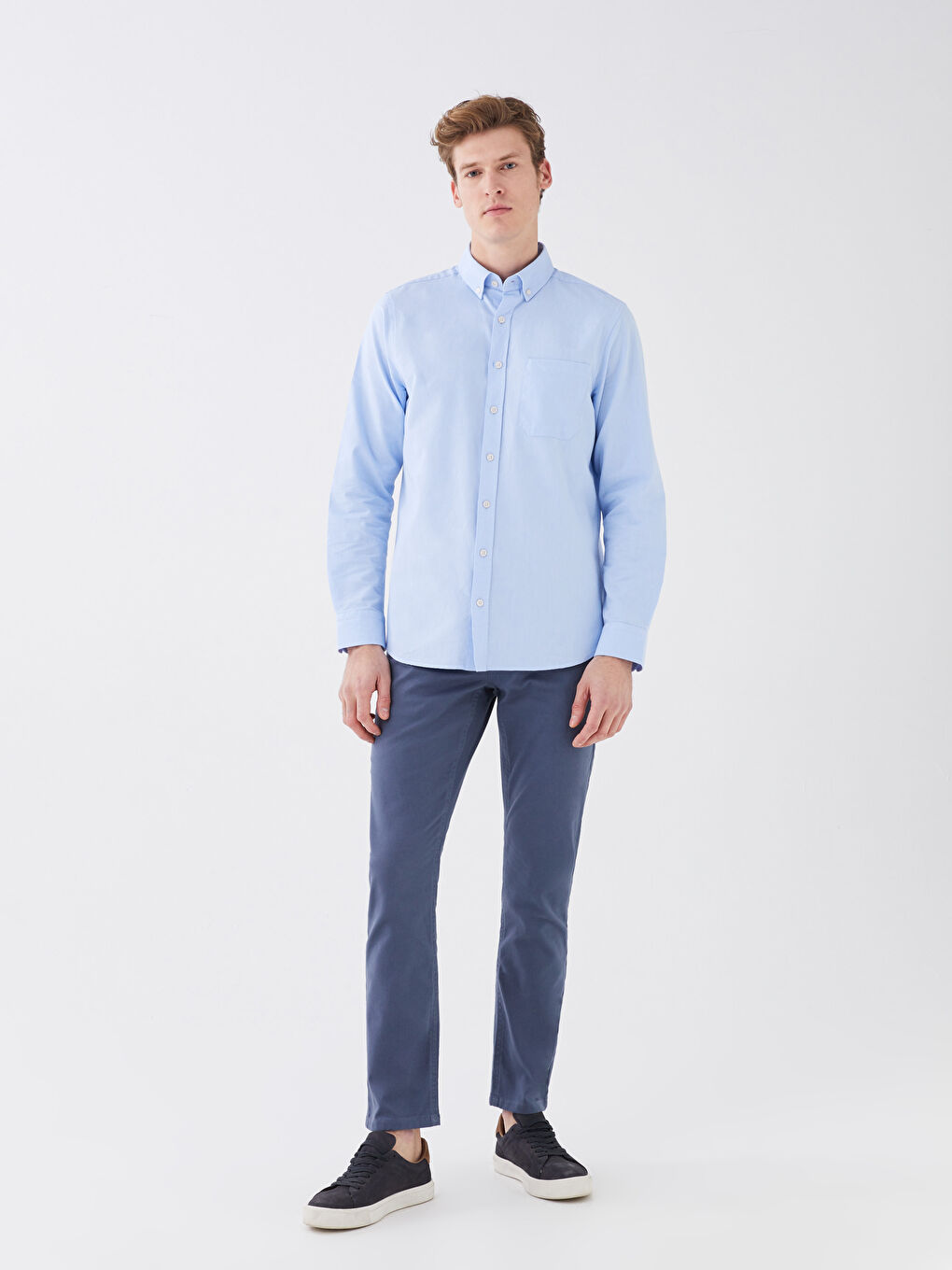 Regular Fit Long Sleeve Oxford Men's Shirt -S30085Z8-CU5