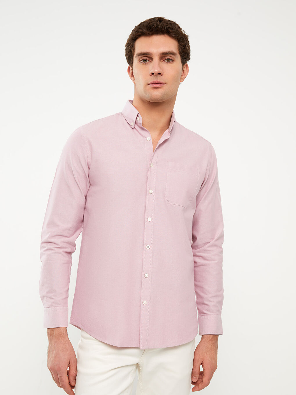 LCWAIKIKI Basic Chemise Oxford à Manches Longues pour Hommes Coupe Régulière -S30085Z8-SPR