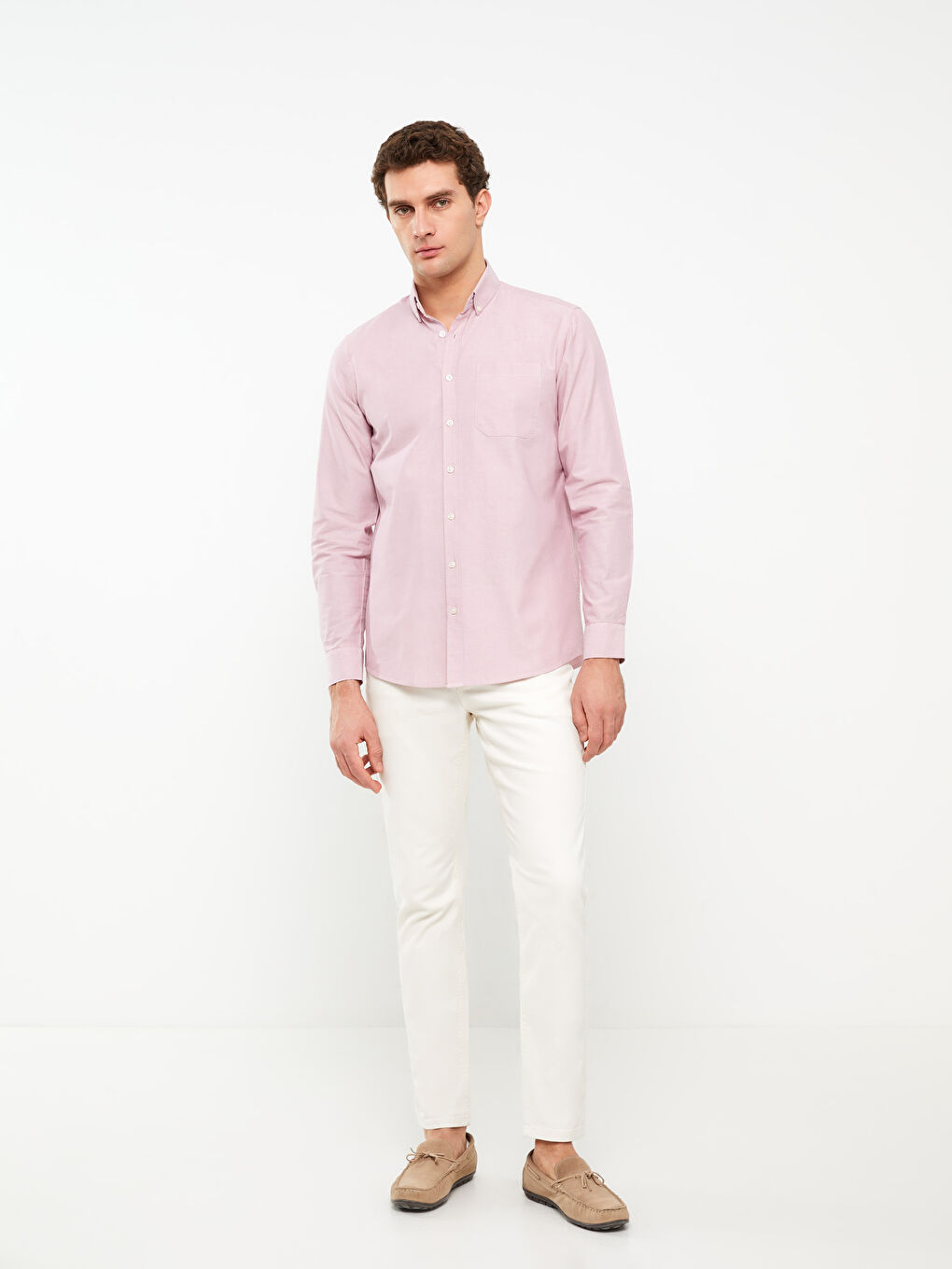 LCWAIKIKI Basic Chemise Oxford à Manches Longues pour Hommes Coupe Régulière -S30085Z8-SPR
